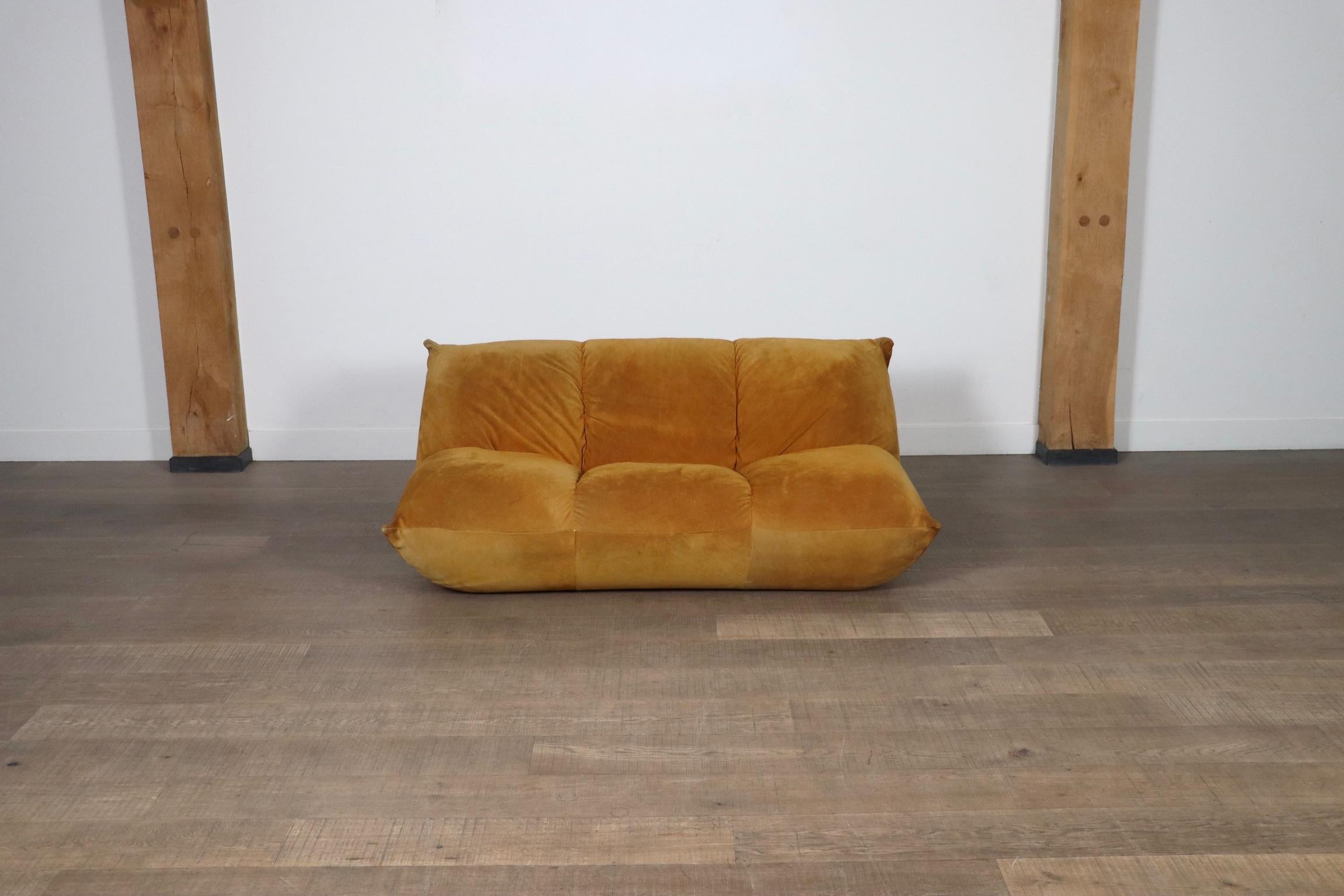 Pair Of Vintage Papillon Sofas In Suede By Guido Rosati For Giovannetti, 1970s 4