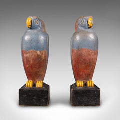 Pair Of Vintage Parakeet Bookends, Continental, Ornamental Book Rests, Art Deco