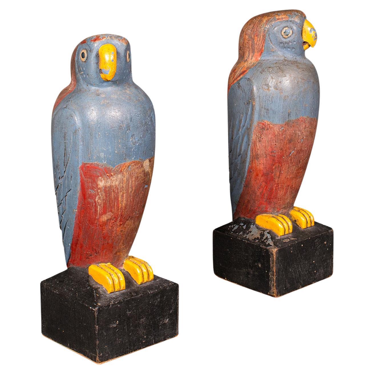 Pair Of Vintage Parakeet Bookends, Continental, Ornamental Book Rests, Art Deco