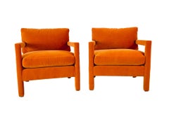 Pair of Vintage Parson Chairs in the Style of Milo Baughman