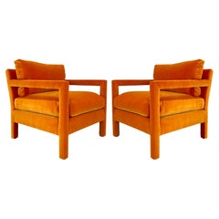 Pair of Vintage Parson Chairs in the Style of Milo Baughman