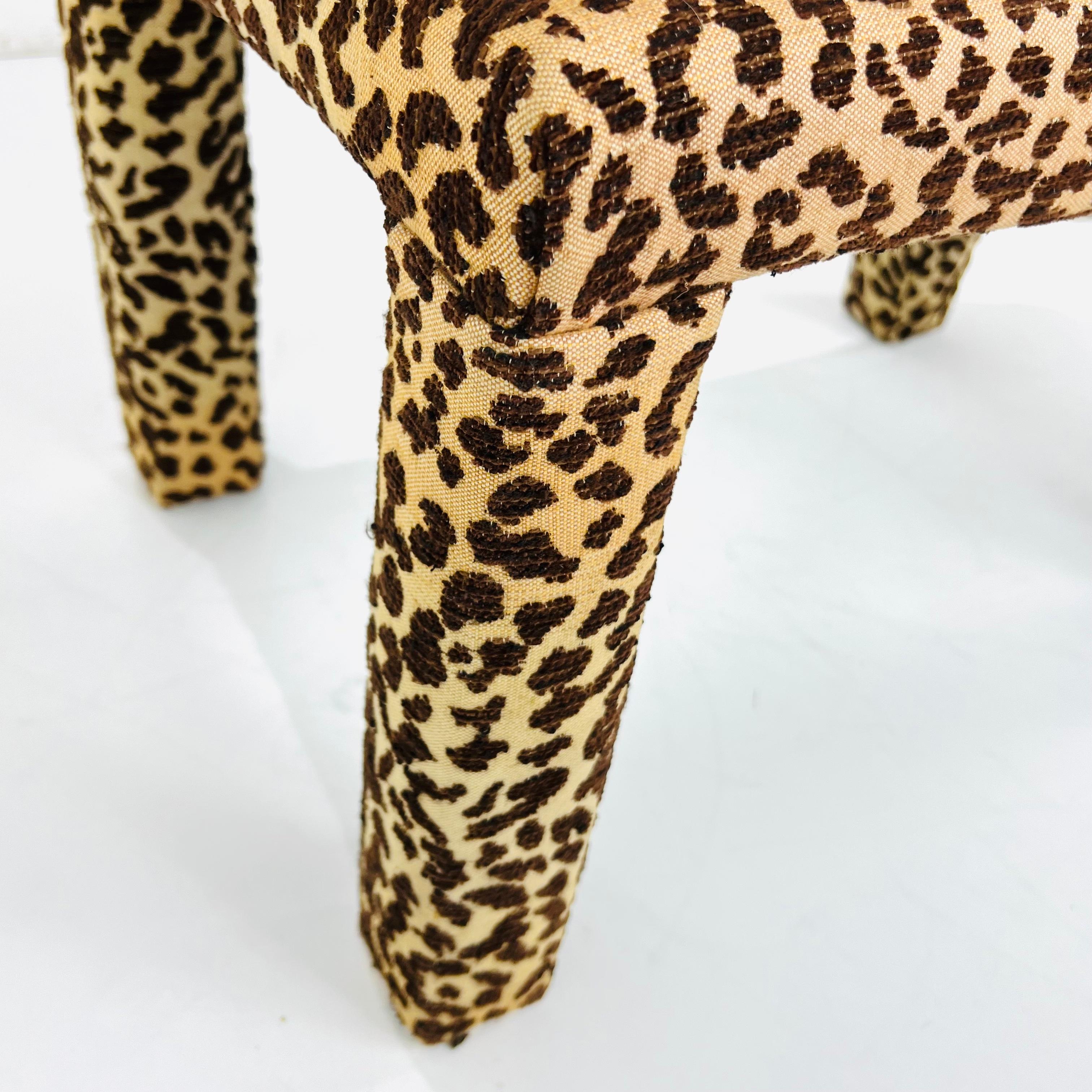Pair of Vintage Parsons Style Ottomans with Leopard Upholstery 6
