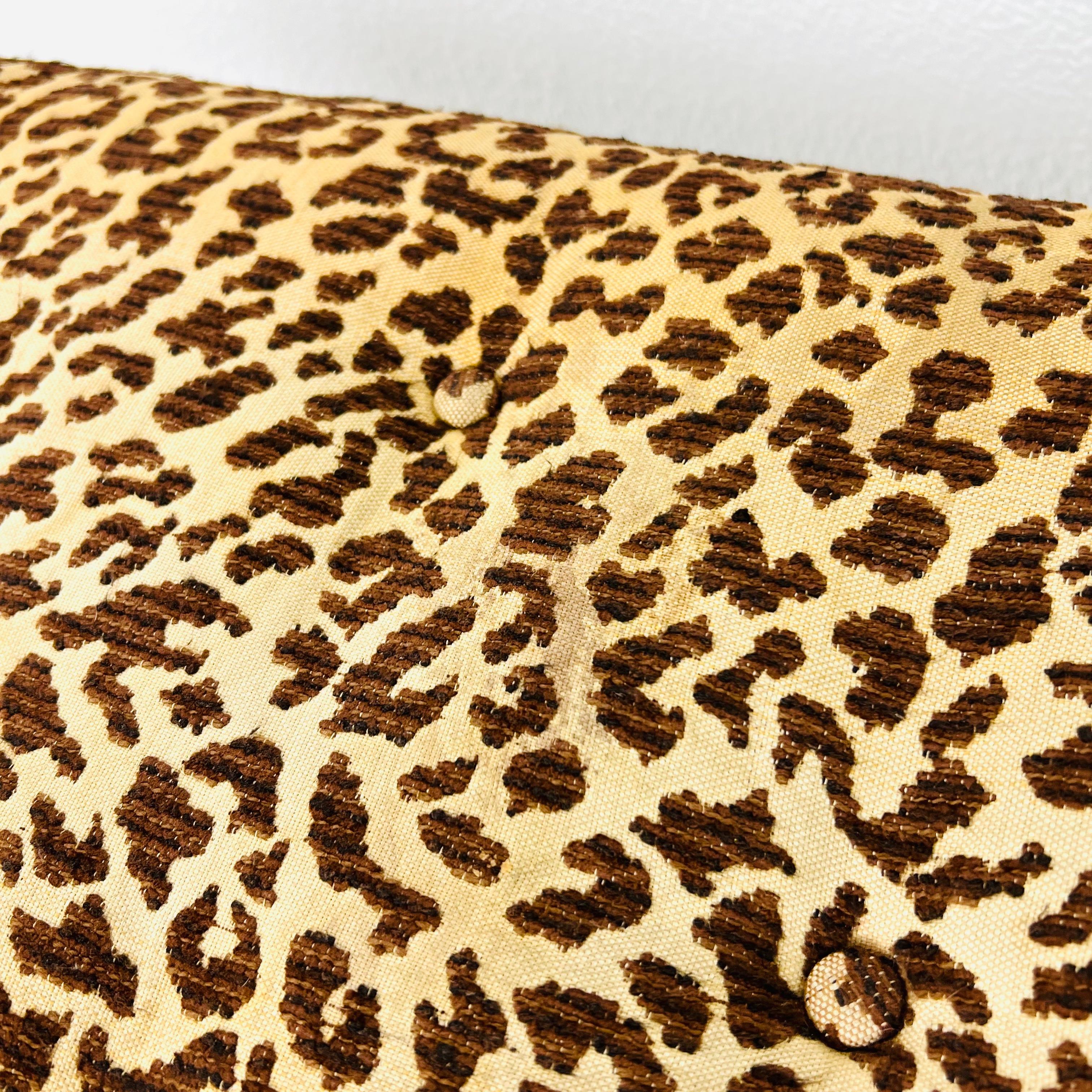 Pair of Vintage Parsons Style Ottomans with Leopard Upholstery 7