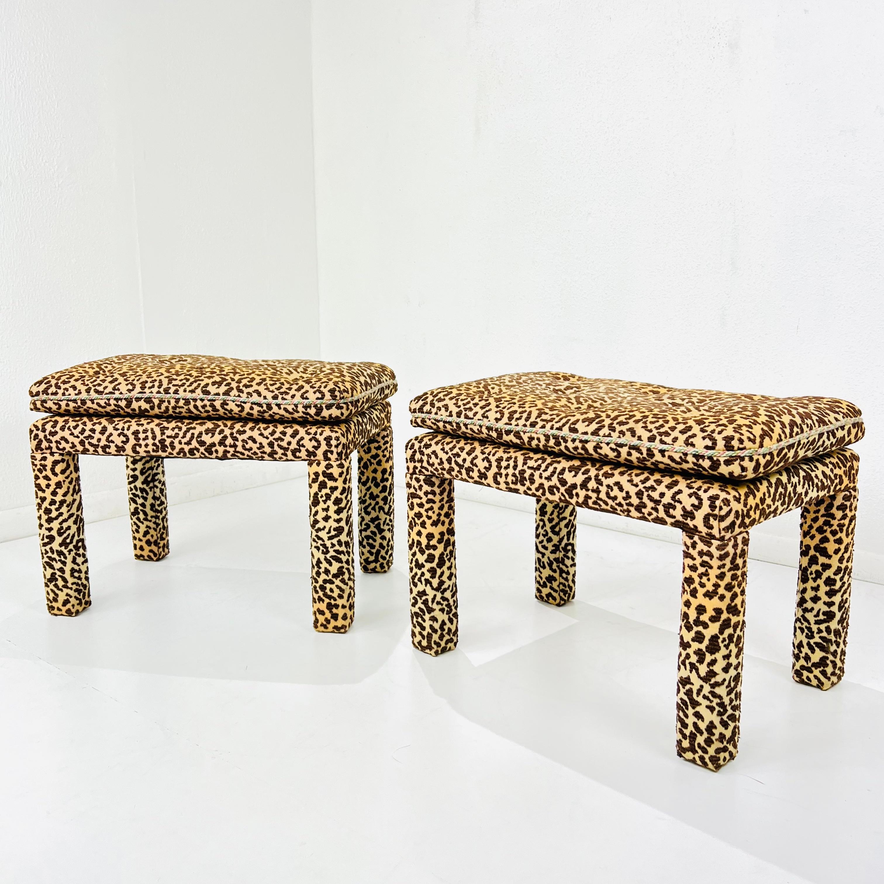 leopard ottoman bench