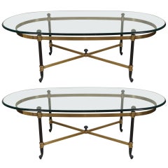 Pair of Vintage Patinated and Polished Bronze Coffee Tables