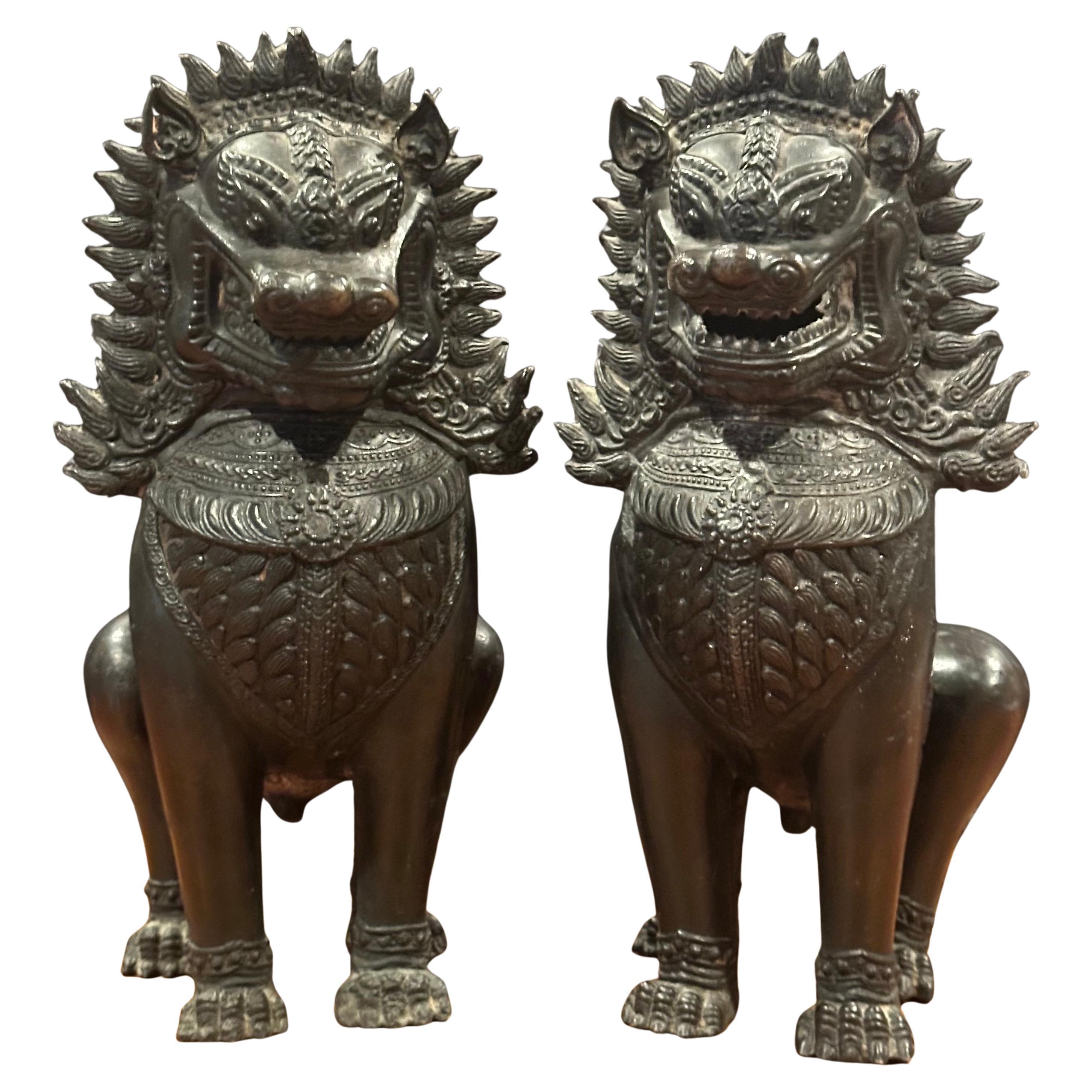Pareja de Leones Guardianes / Perros Foo Tailandeses 