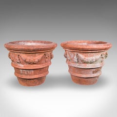 Pair of Vintage Patio Jardiniere, English, Terracotta, Veranda Planter Pot, 1960