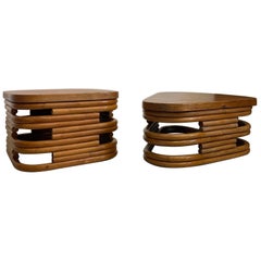 Pair of Vintage Paul Frankl Style Rattan Stools.