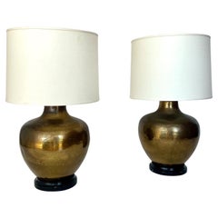 Pair of Vintage Paul Hanson Hammered Brass Table Lamps, circa 1970s Pair of Vintage Paul Hanson Hammered Brass Table Lamps, circa 1970s