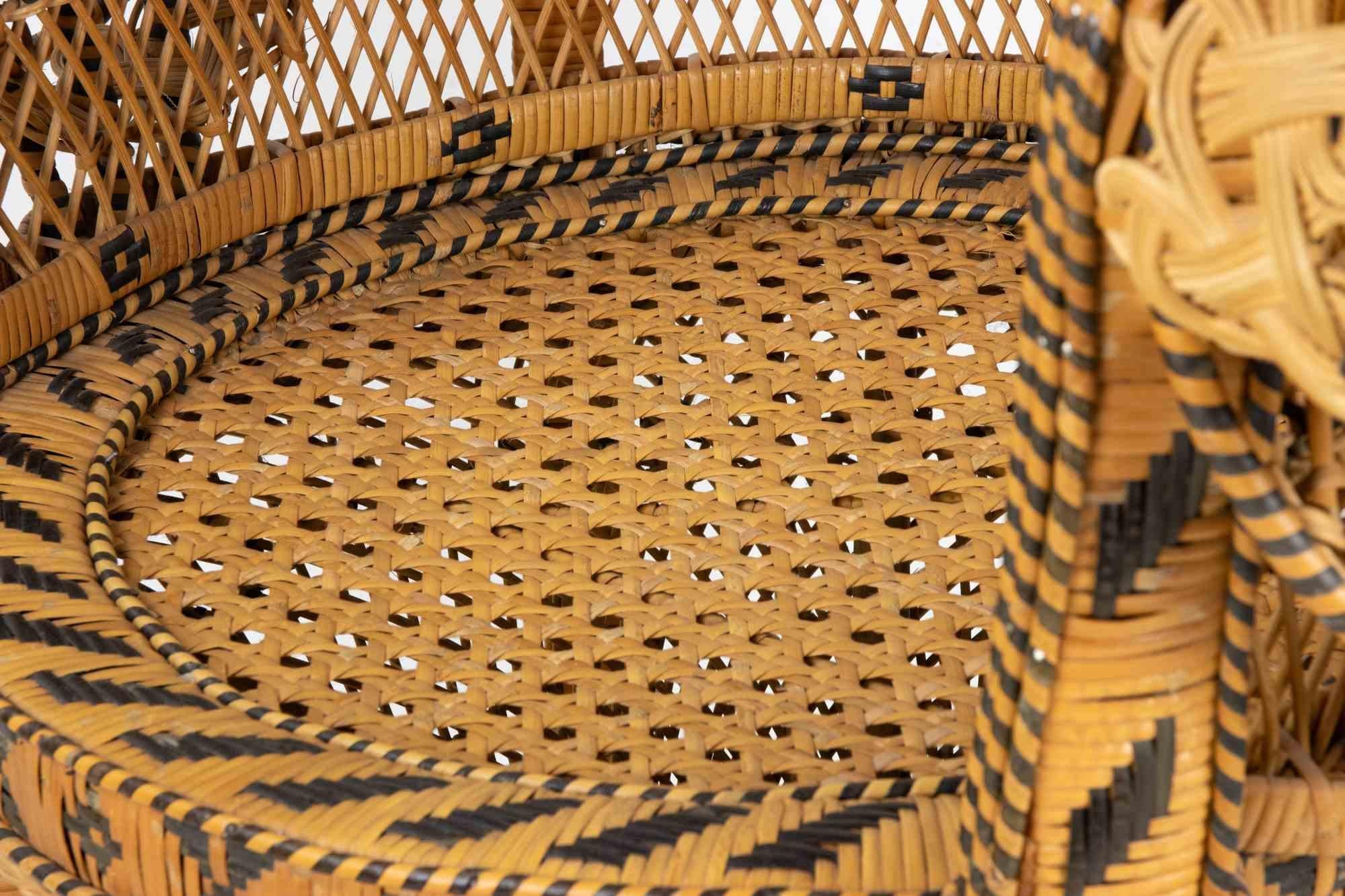 Pair of Vintage Peacock Rattan Chair 