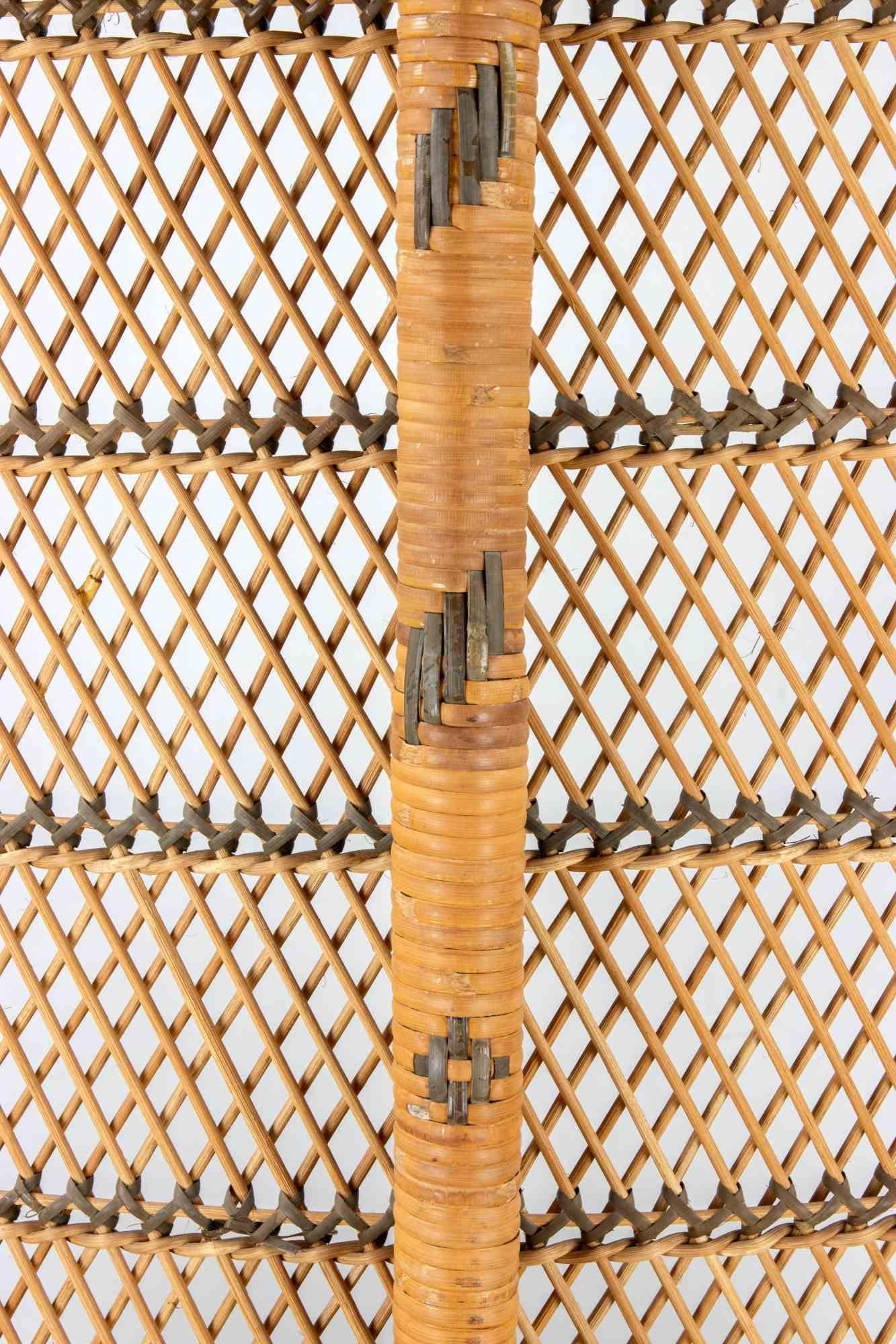 Italian Pair of Vintage Peacock Rattan Chair 