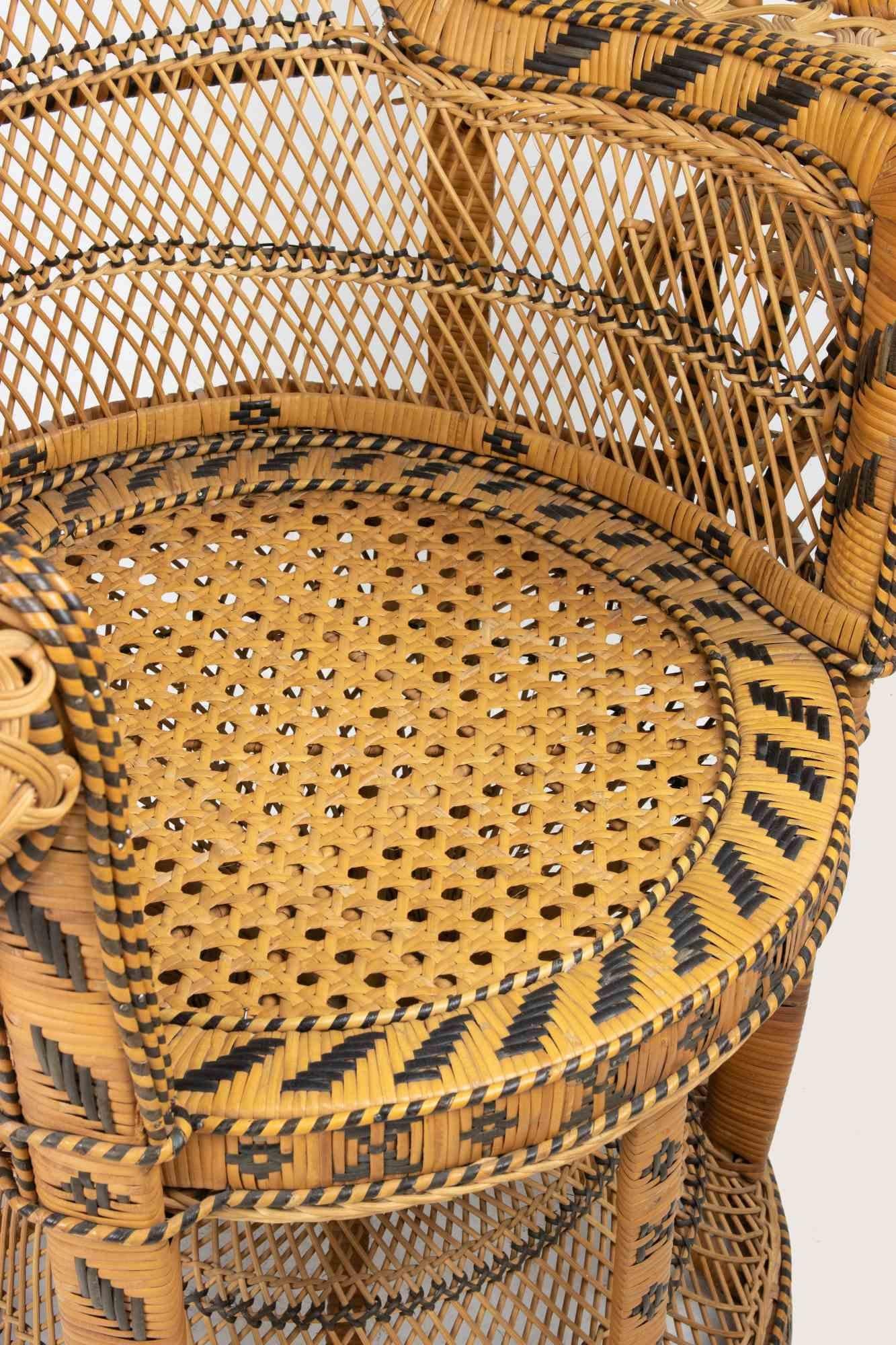 Pair of Vintage Peacock Rattan Chair 