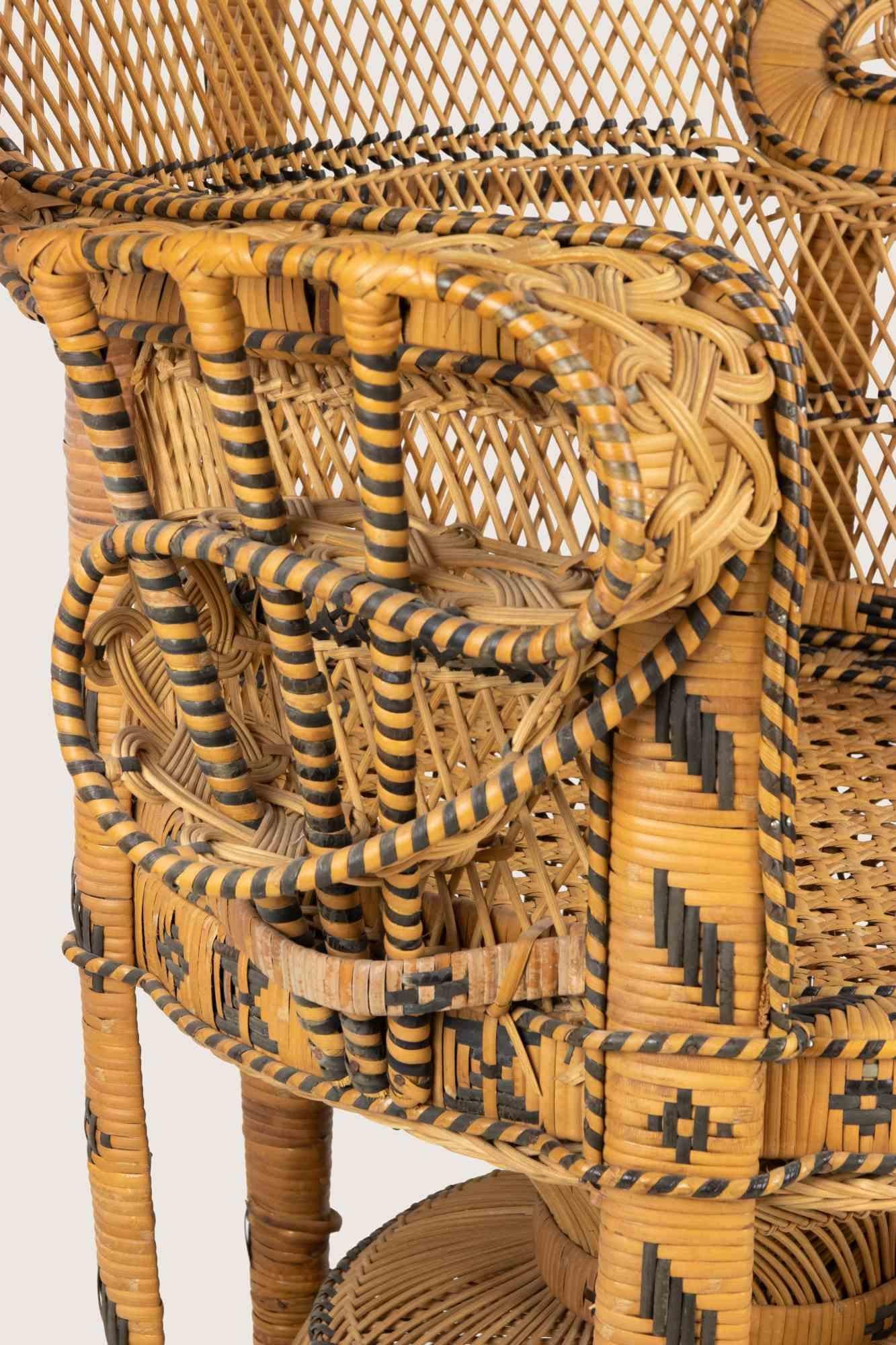 Late 20th Century Pair of Vintage Peacock Rattan Chair 