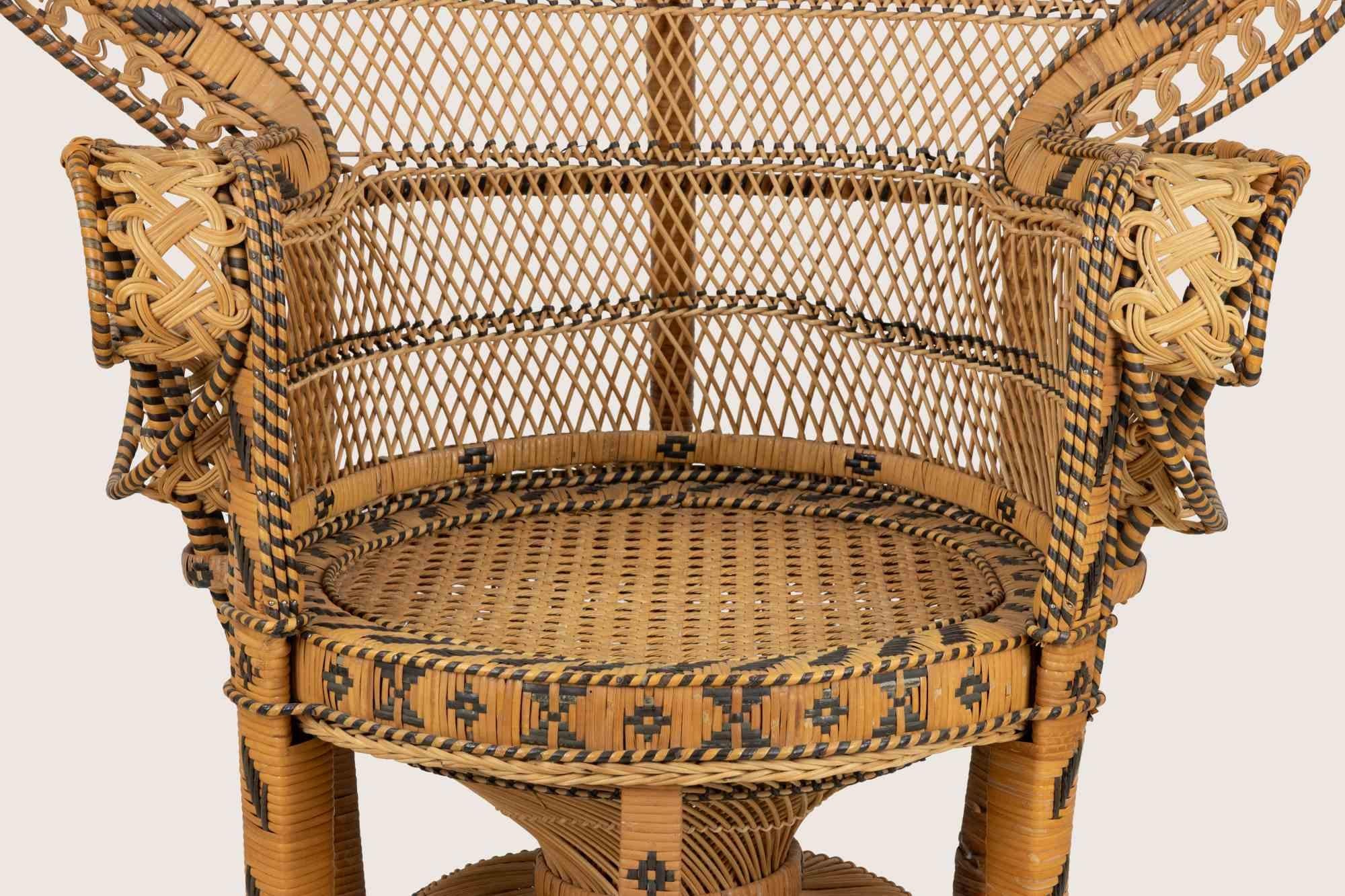 Pair of Vintage Peacock Rattan Chair 