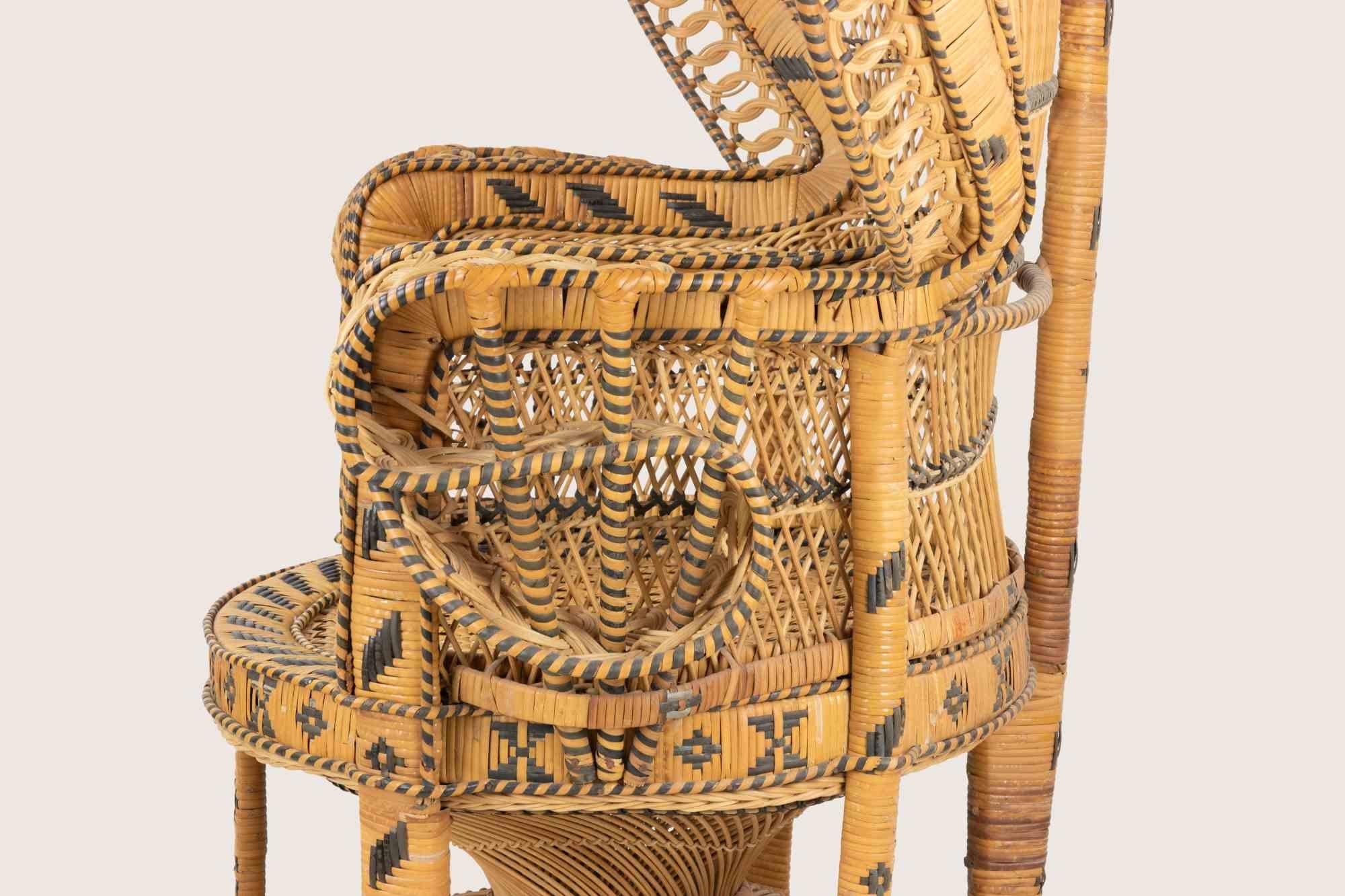 Pair of Vintage Peacock Rattan Chair 
