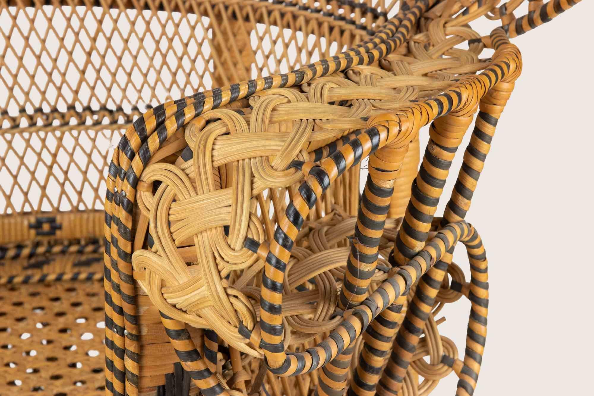 Pair of Vintage Peacock Rattan Chair 