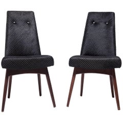 Pair of Vintage Pearsall Chairs in Black Hair on Hide