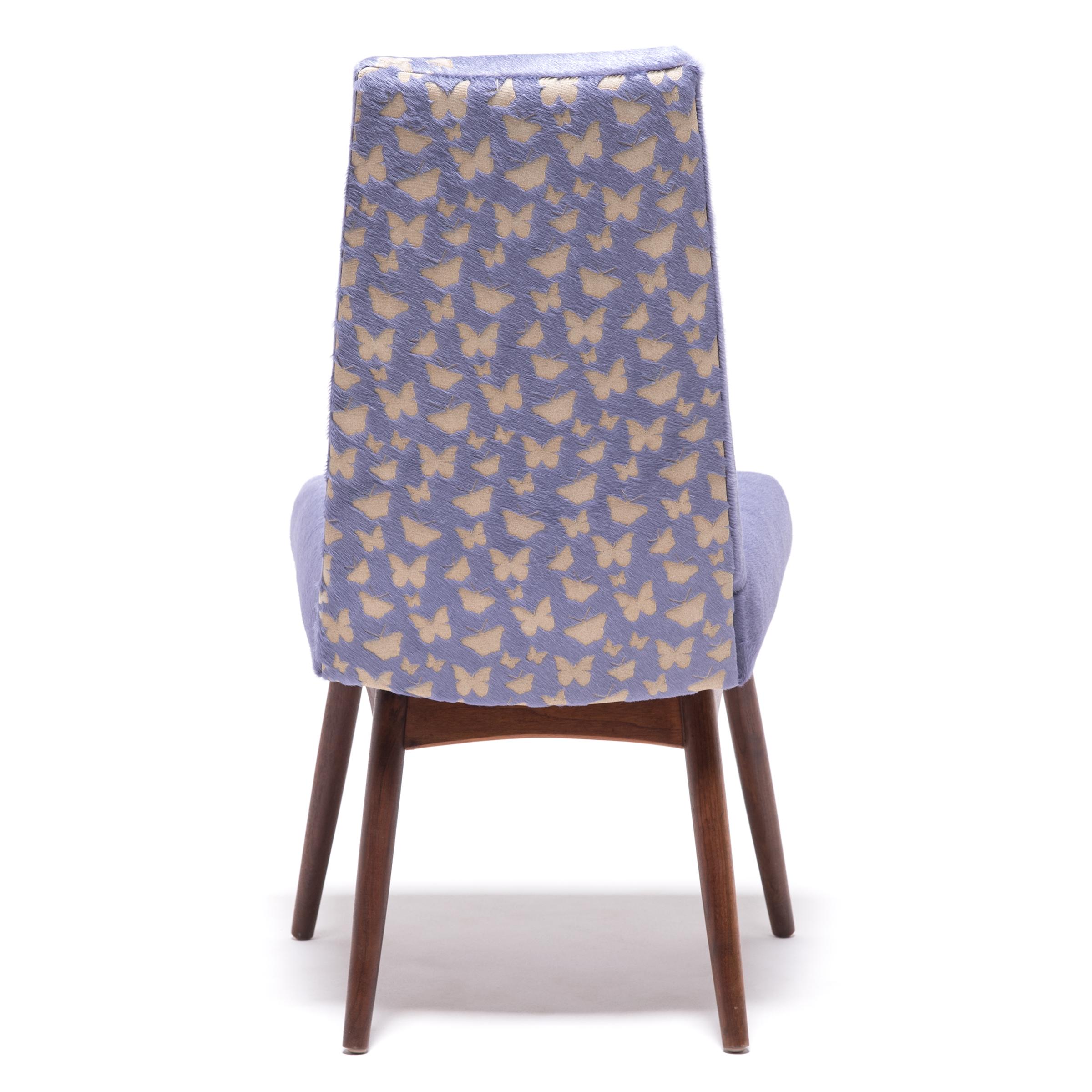 American Pair of Vintage Pearsall Chairs with Laser-Cut Butterflies on Hide For Sale