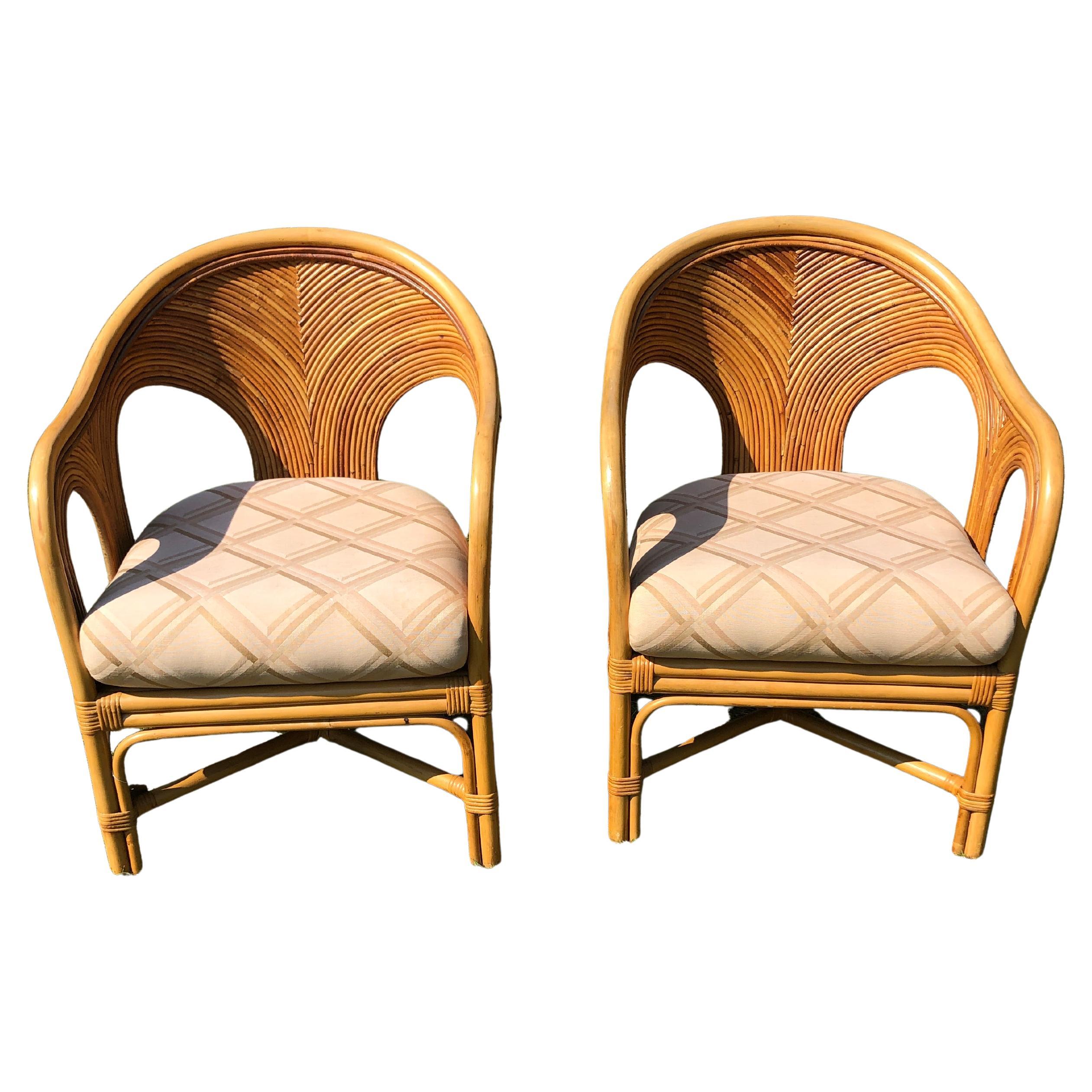 Pair of Vintage Pencil Reed Chairs