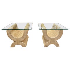 Pair of Vintage Pencil Reed Emperors Seat End Tables