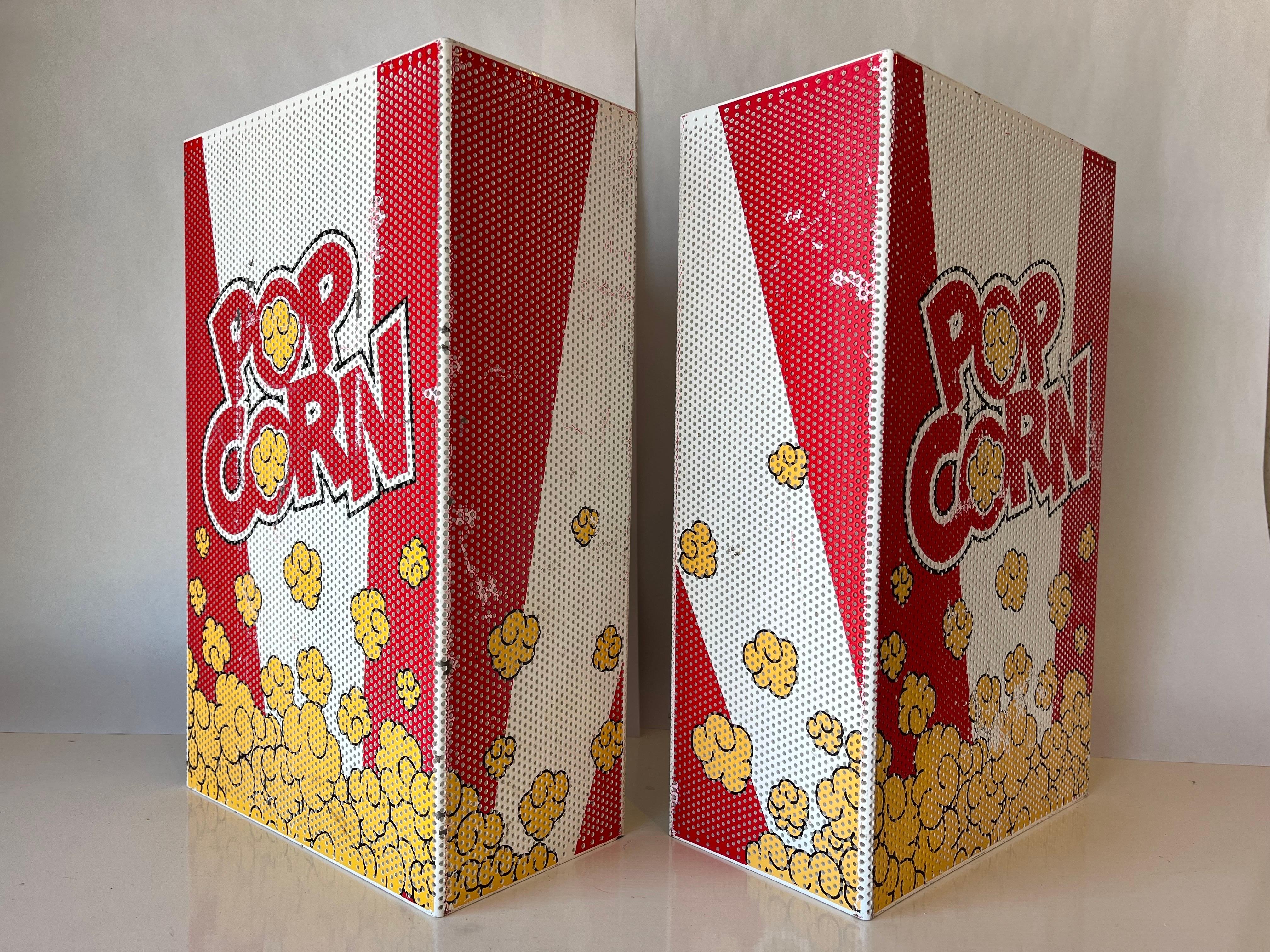20th Century Pair of Vintage Perforated Metal Movie Theatre Style Popcorn Wall Light Sconces
