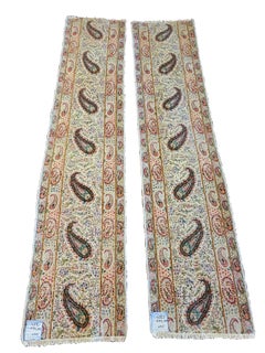 Pair of Vintage Persian Kerman Runners - Cream & Pastel Colors, Paisley Design