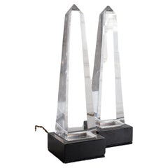 Pair of Vintage Perspex Obelisk Table Lamps