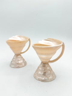 Coppia di calici vintage in madreperla filippina, anni '80