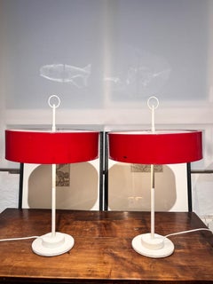 Coppia di lampade da tavolo Philips GK4008 vintage, rosso e bianco  Design moderno olandese