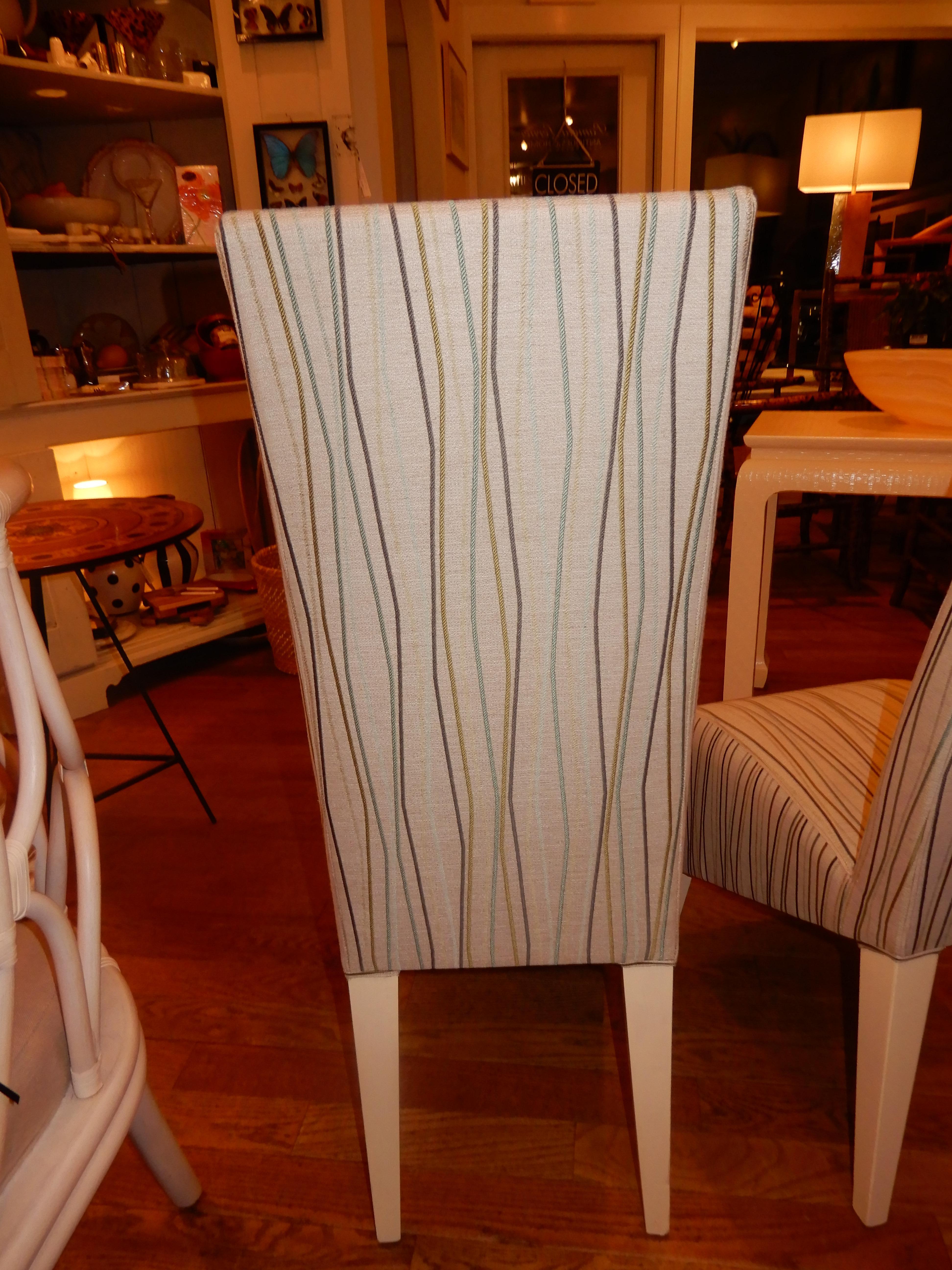 American Pair of Vintage Phillipe Starck with Clarence House Lemon Grass High Back Chairs
