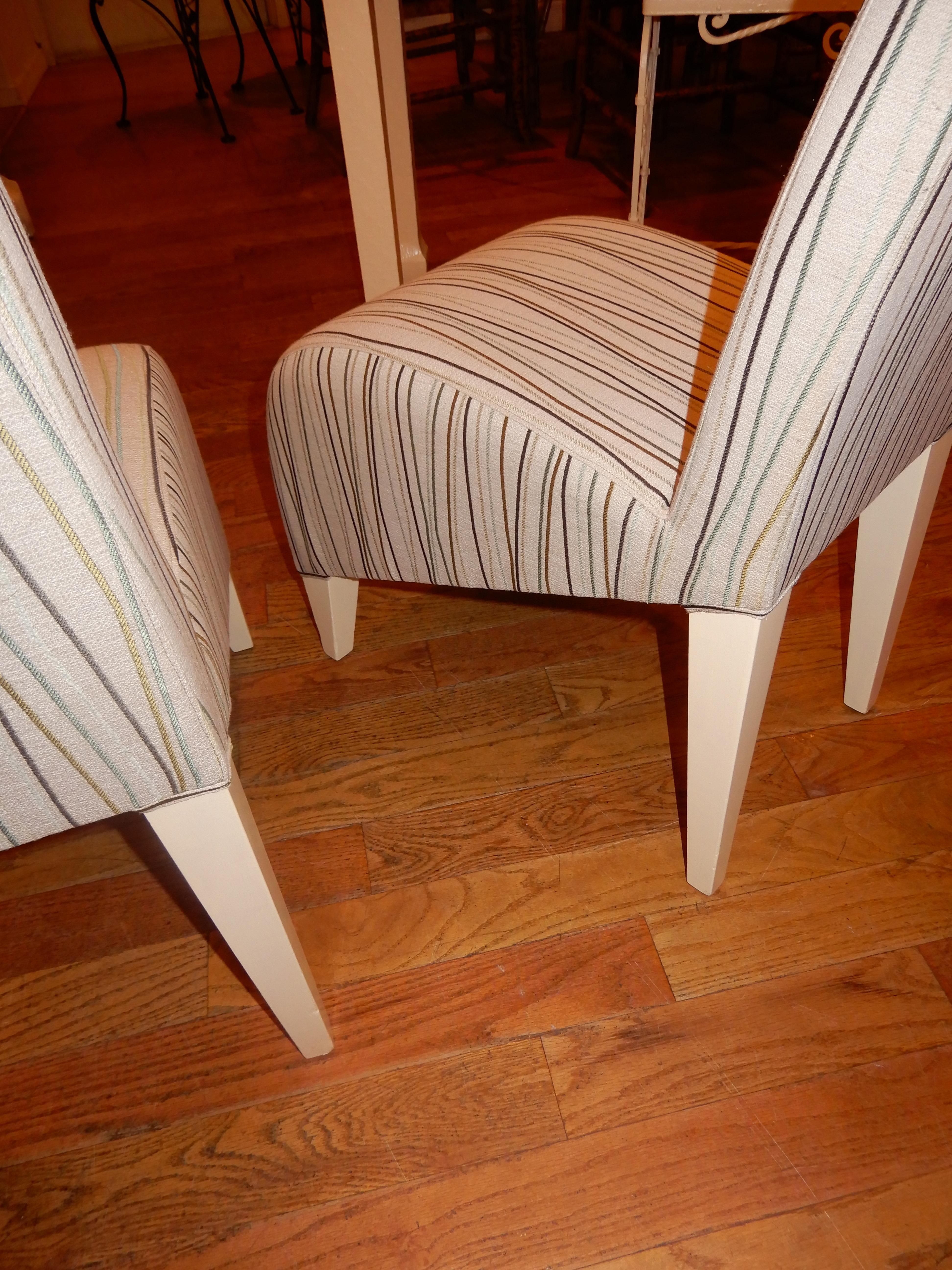 Pair of Vintage Phillipe Starck with Clarence House Lemon Grass High Back Chairs In Excellent Condition In Bellport, NY