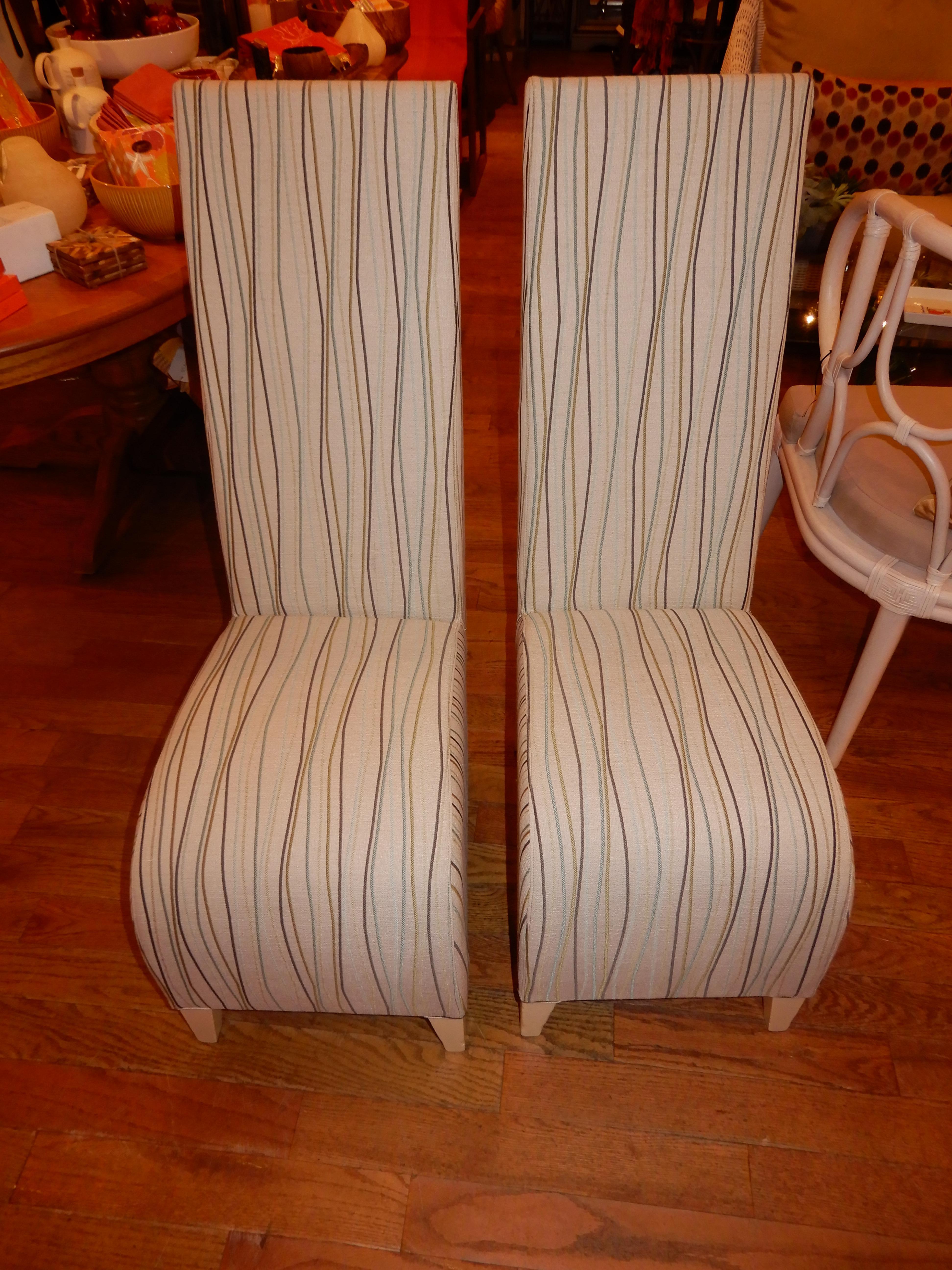 20th Century Pair of Vintage Phillipe Starck with Clarence House Lemon Grass High Back Chairs