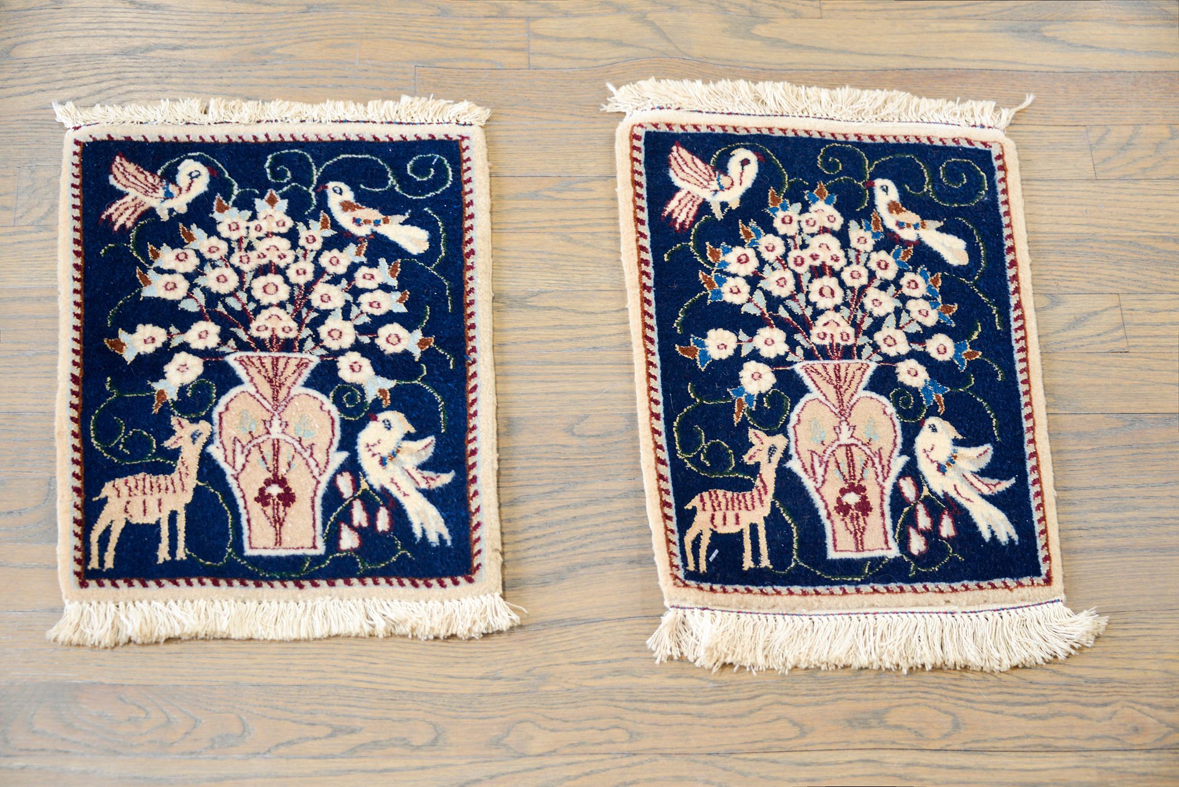 Persian Pair of Vintage Pictorial Nain Rugs For Sale