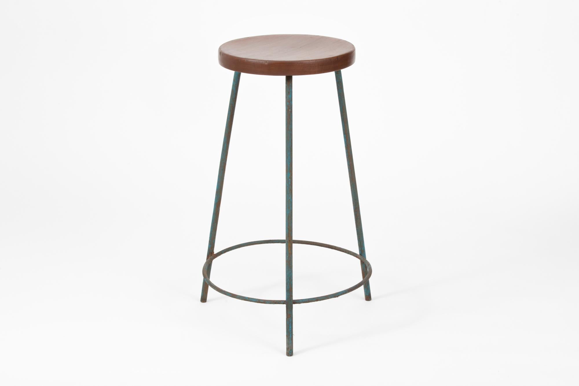 Mid-Century Modern Pair of Vintage Pierre Jeanneret Architects Work / Bar Stools PJ-SI-57-A