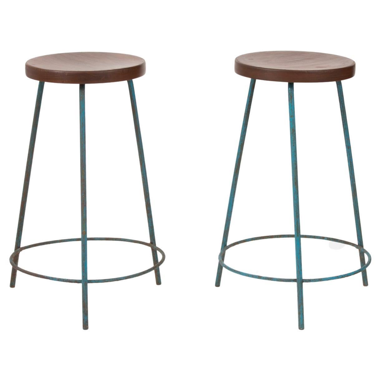 Pair of Vintage Pierre Jeanneret Architects Work / Bar Stools PJ-SI-57-A