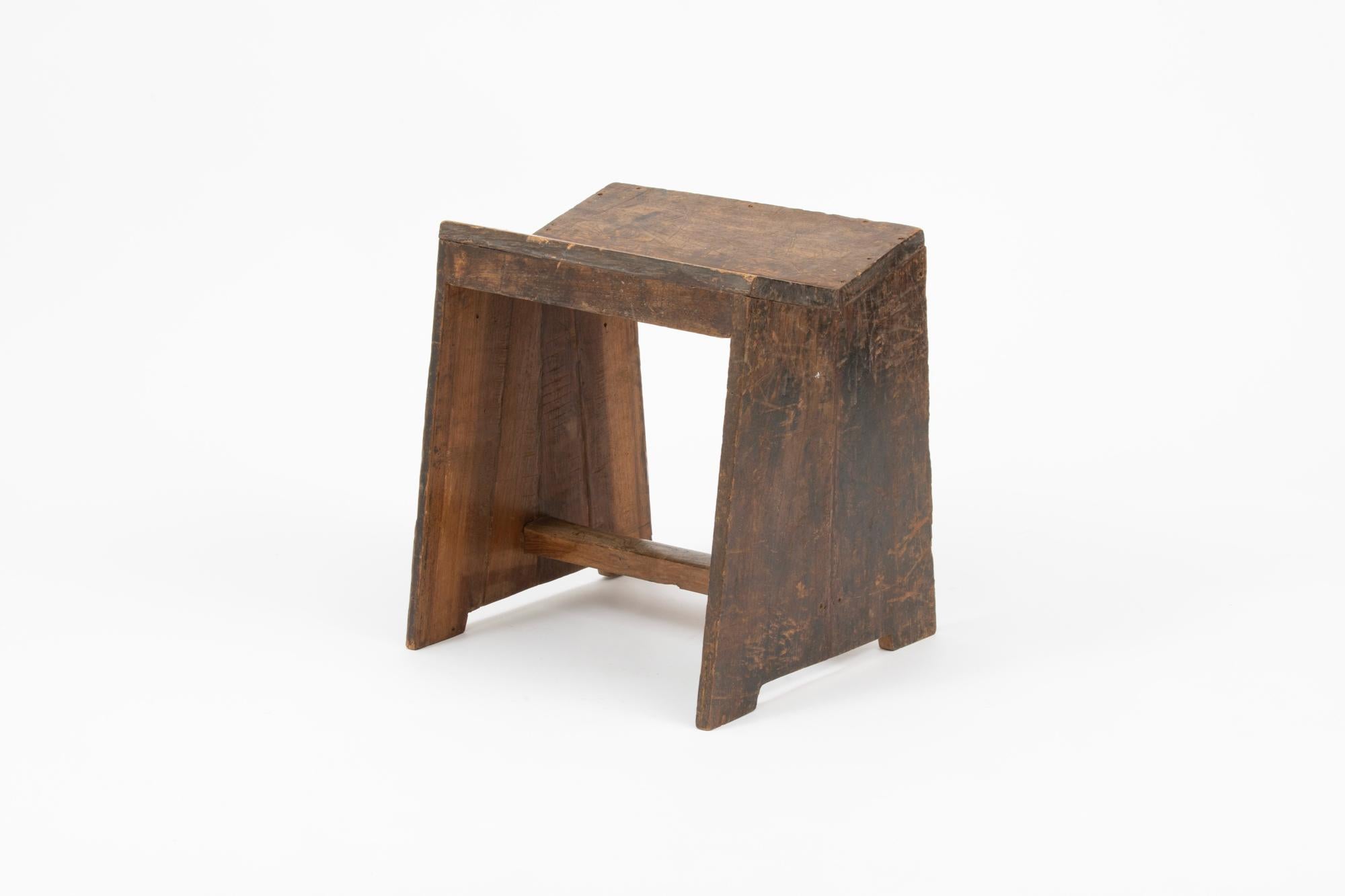 Paar Vintage Pierre Jeanneret Nähhocker Modell PJ-SI-68-A aus Chandigarh im Angebot 3