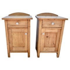 Pair of Vintage Pine Nightstands with One Door and One Drawer