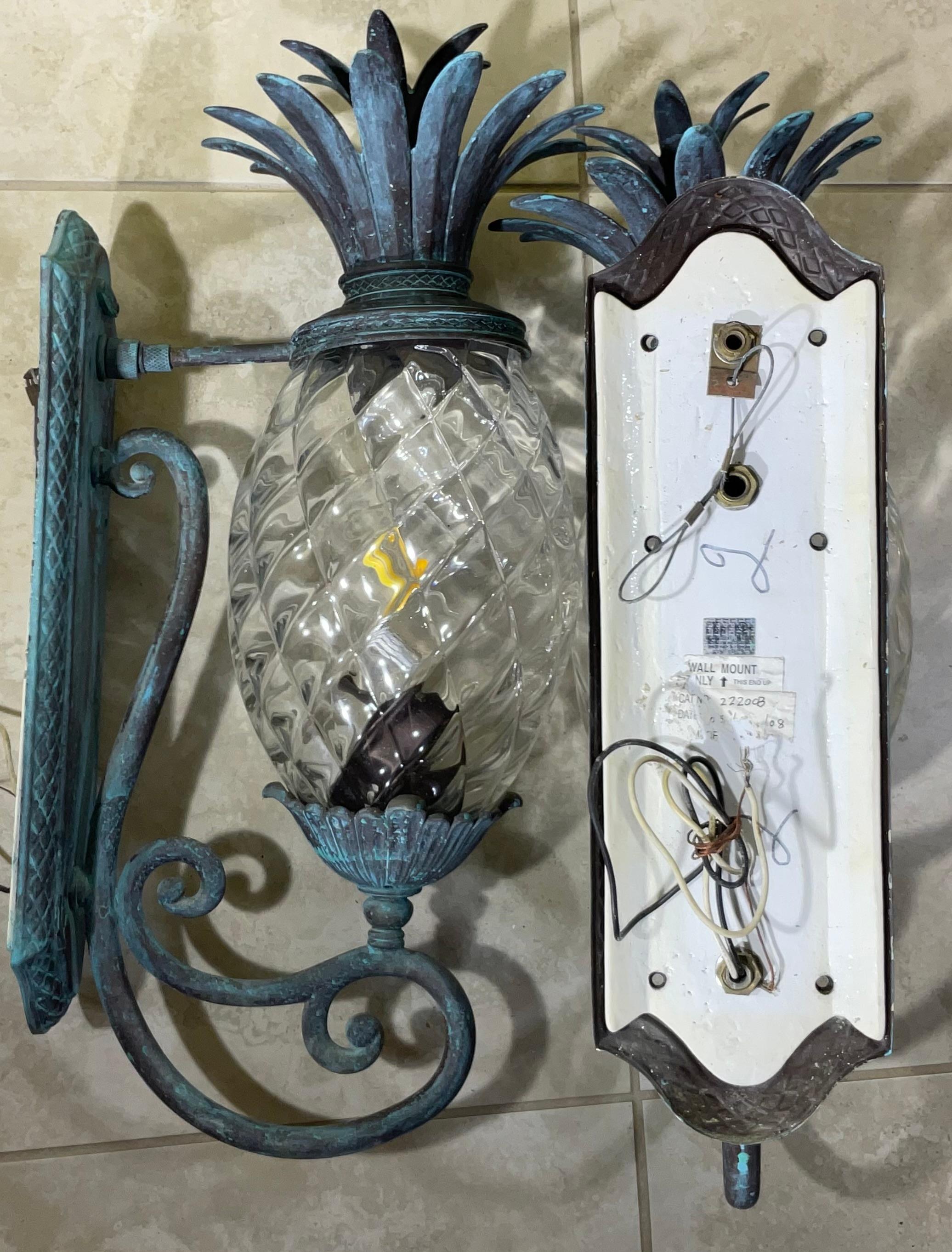 Coppia di ananas d'epoca in bronzo e ottone - Eleganza tropicale in vendita 5