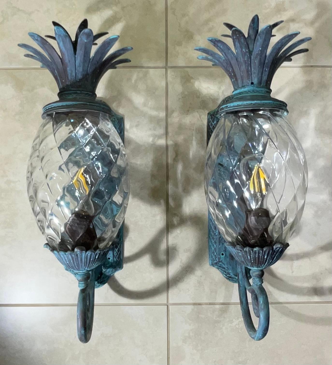Coppia di ananas d'epoca in bronzo e ottone - Eleganza tropicale In condizioni buone in vendita a Delray Beach, FL