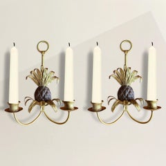 Pair of Vintage Pineapple Candle Sconces