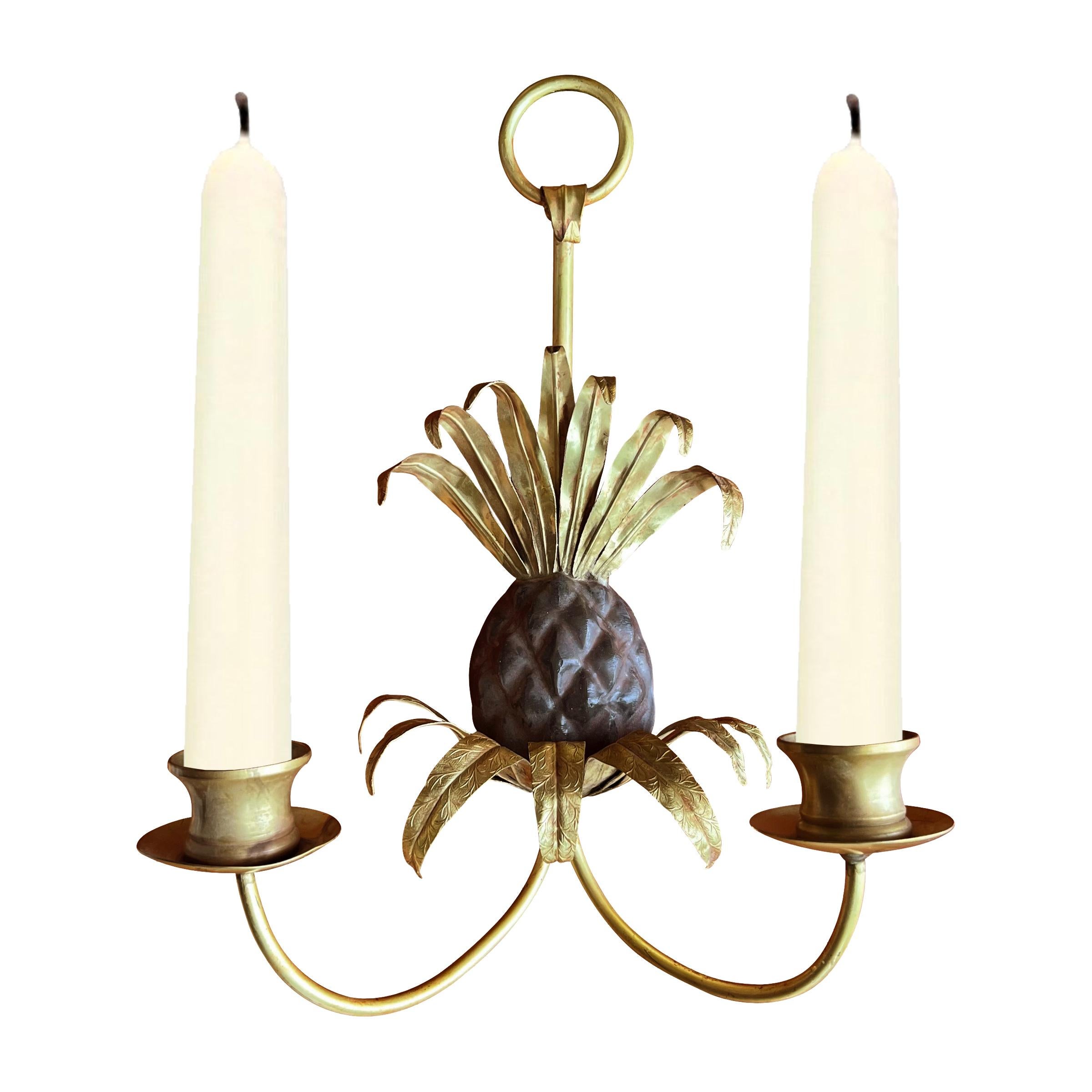 Mid-Century Modern Pair of Vintage Pineapple Candle Sconces