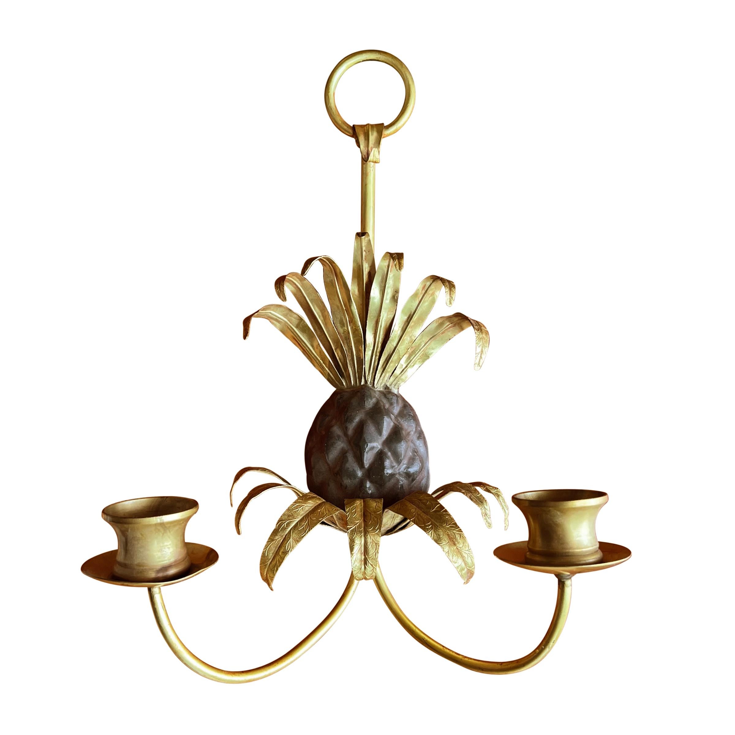 French Pair of Vintage Pineapple Candle Sconces