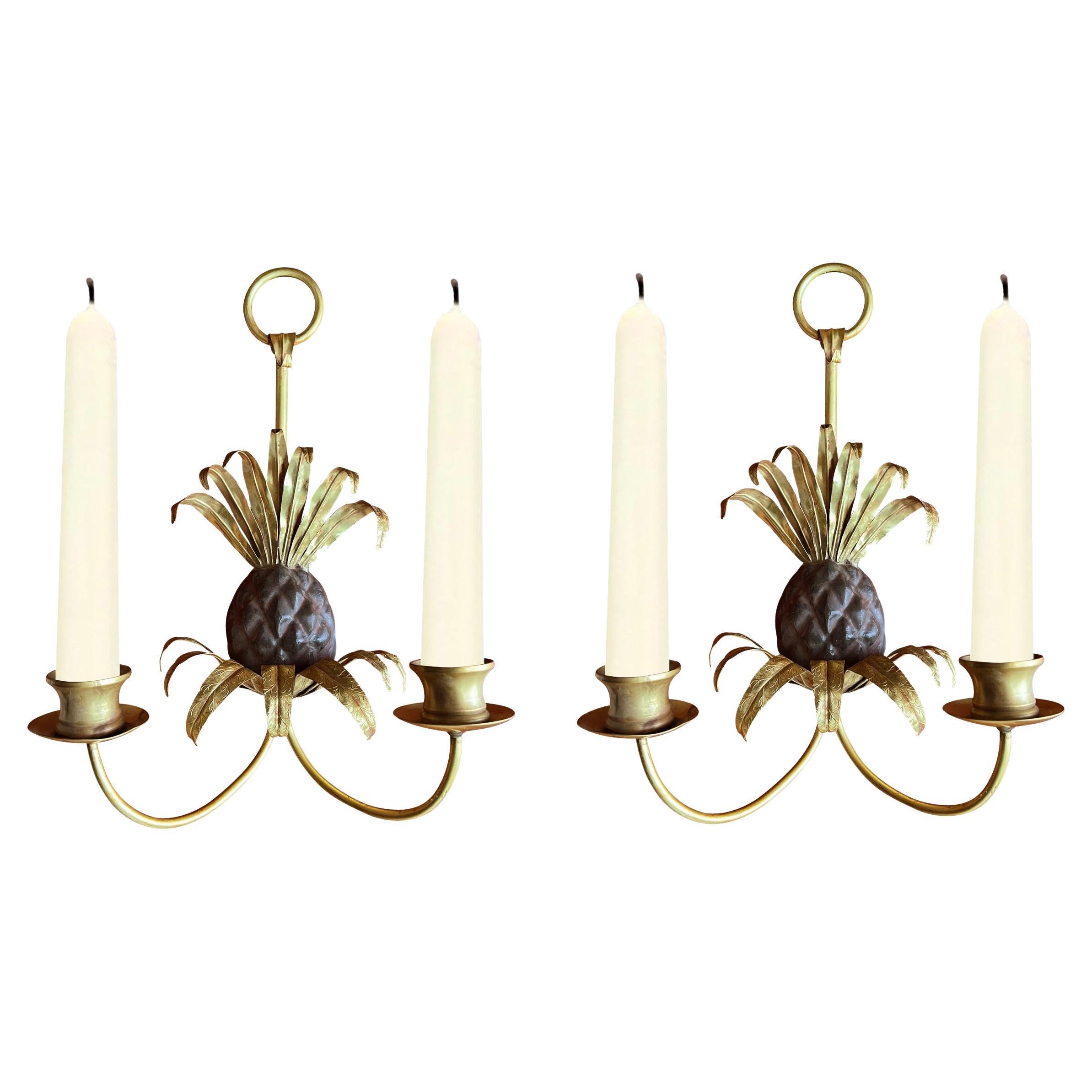 Pair of Vintage Pineapple Candle Sconces