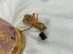 Pair of Vintage Pink and Gold Electroplate Glaze Table Lamps with Tiered Shades