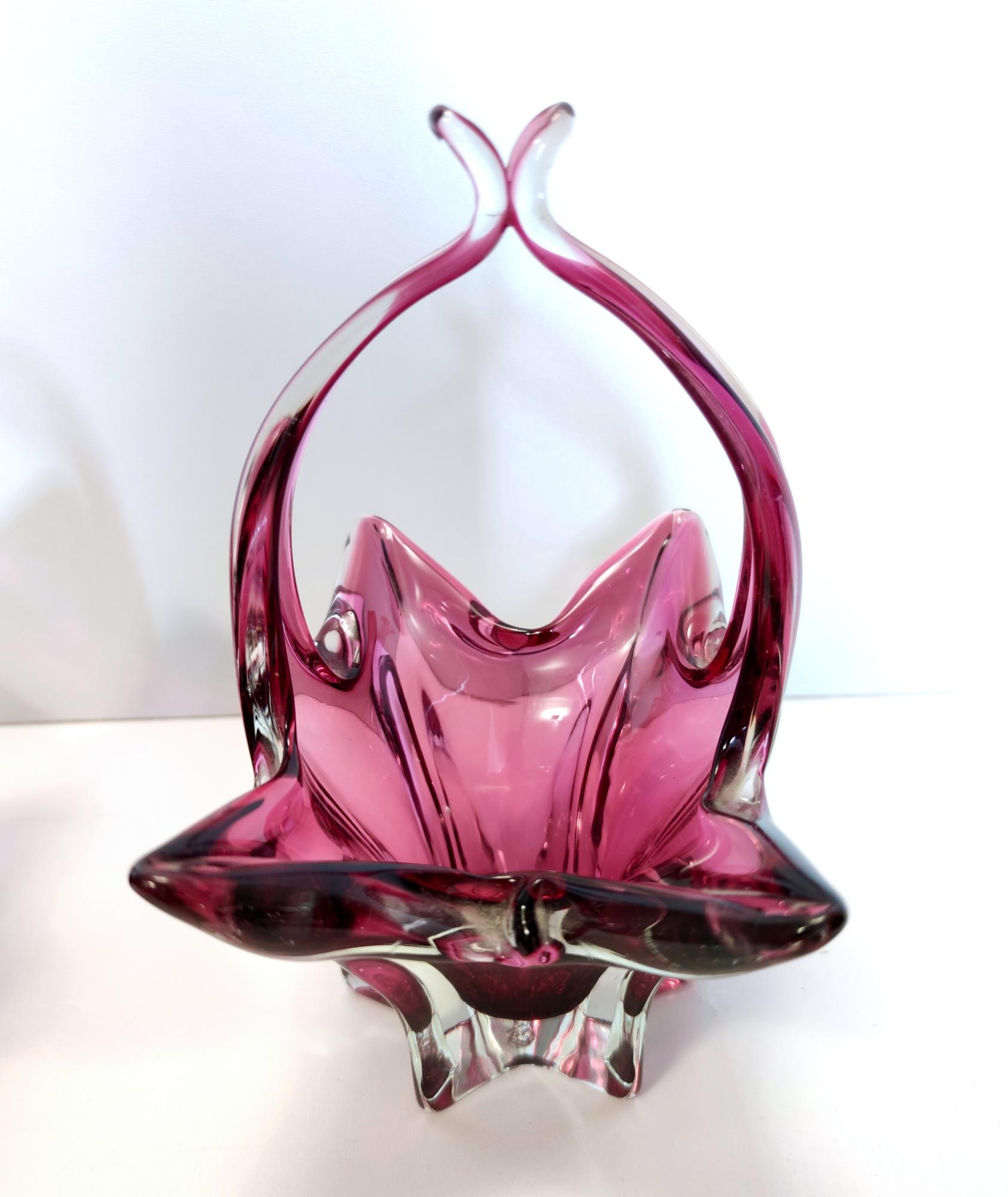 Pair of Vintage Pink Murano Glass Bonbonnières / Trinket Bowls, Italy For Sale 5