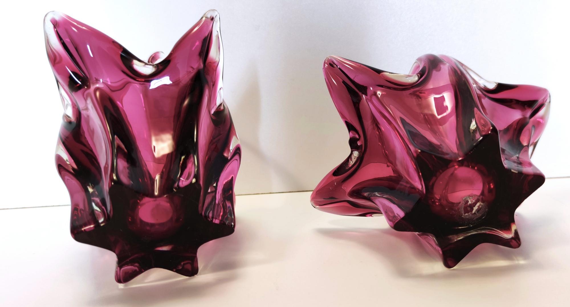 Pair of Vintage Pink Murano Glass Bonbonnières / Trinket Bowls, Italy For Sale 7