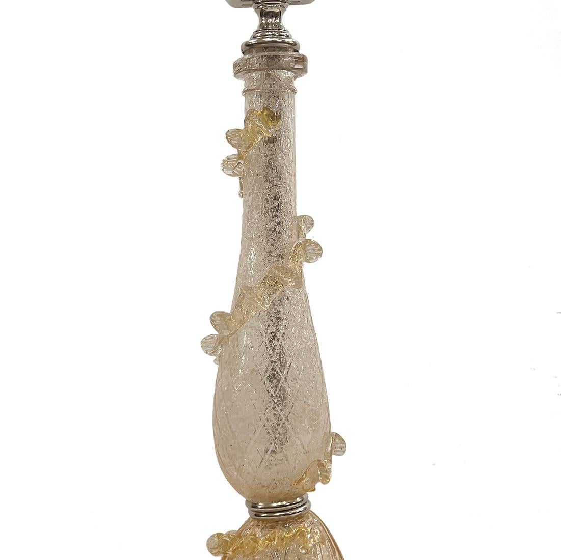 Paire de lampes italiennes en verre rose soufflé des années 1950.

Mesures :
Hauteur du corps : 15
Hauteur jusqu'à l'appui de l'abat-jour : 23