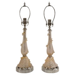 Coppia di lampade vintage di Murano rosa