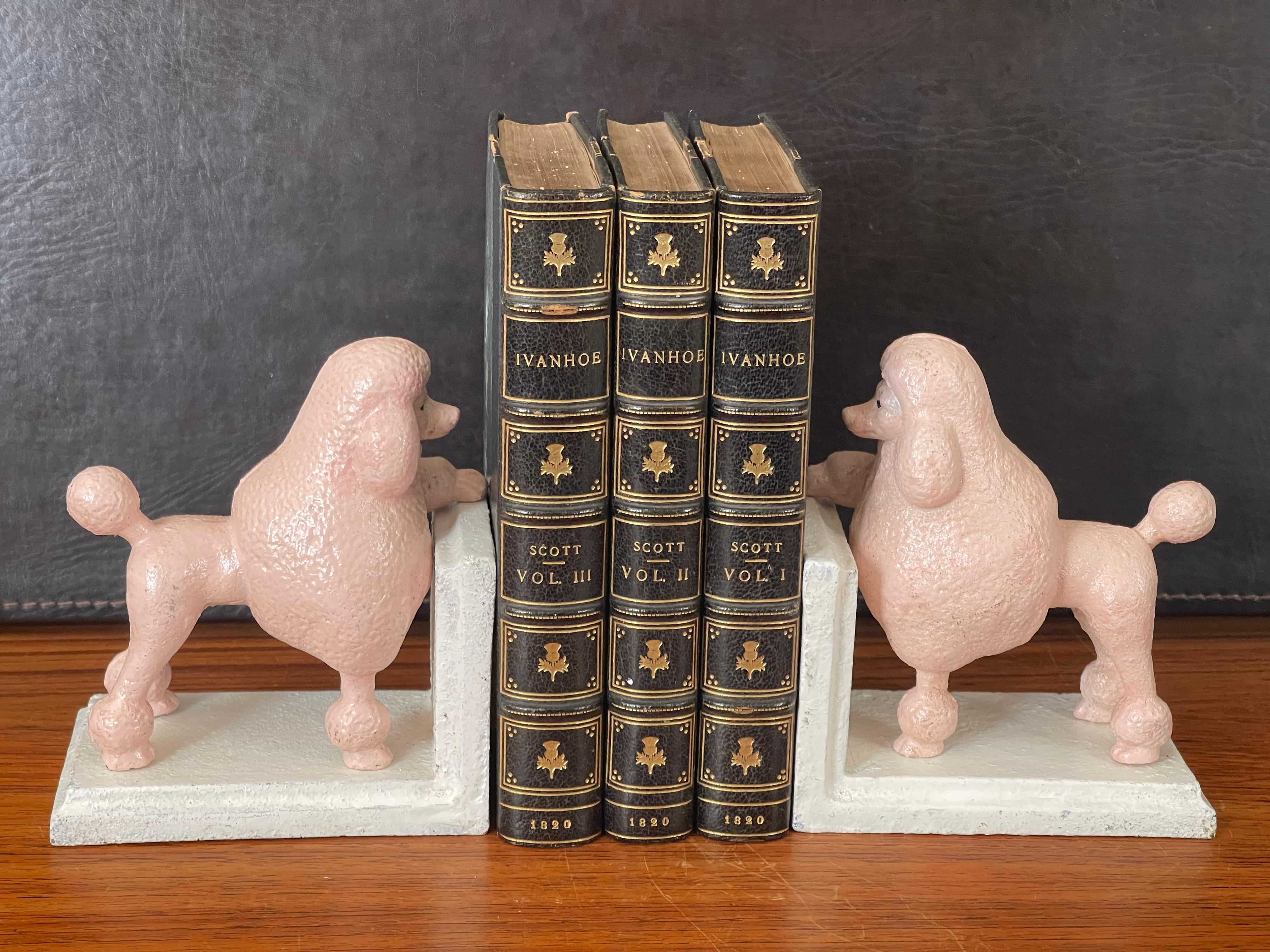 Pair of Vintage Pink Poodle Cast Iron Bookends 2