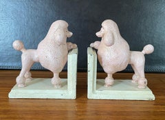Pair of Vintage Pink Poodle Cast Iron Bookends